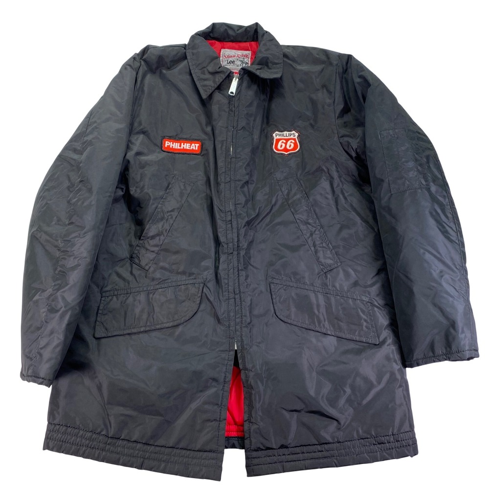Lee Storm Rider Jacket Mens XL Black Vintage Phillips 66 Workwear Parka USA Read